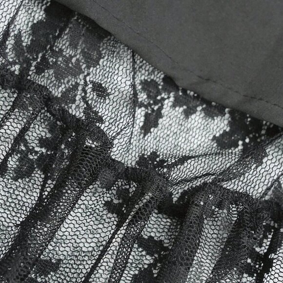 Black Casual Women's Elastic Lace Waist Ruffle Hem Maxi Skirt - Picture 4 of 7